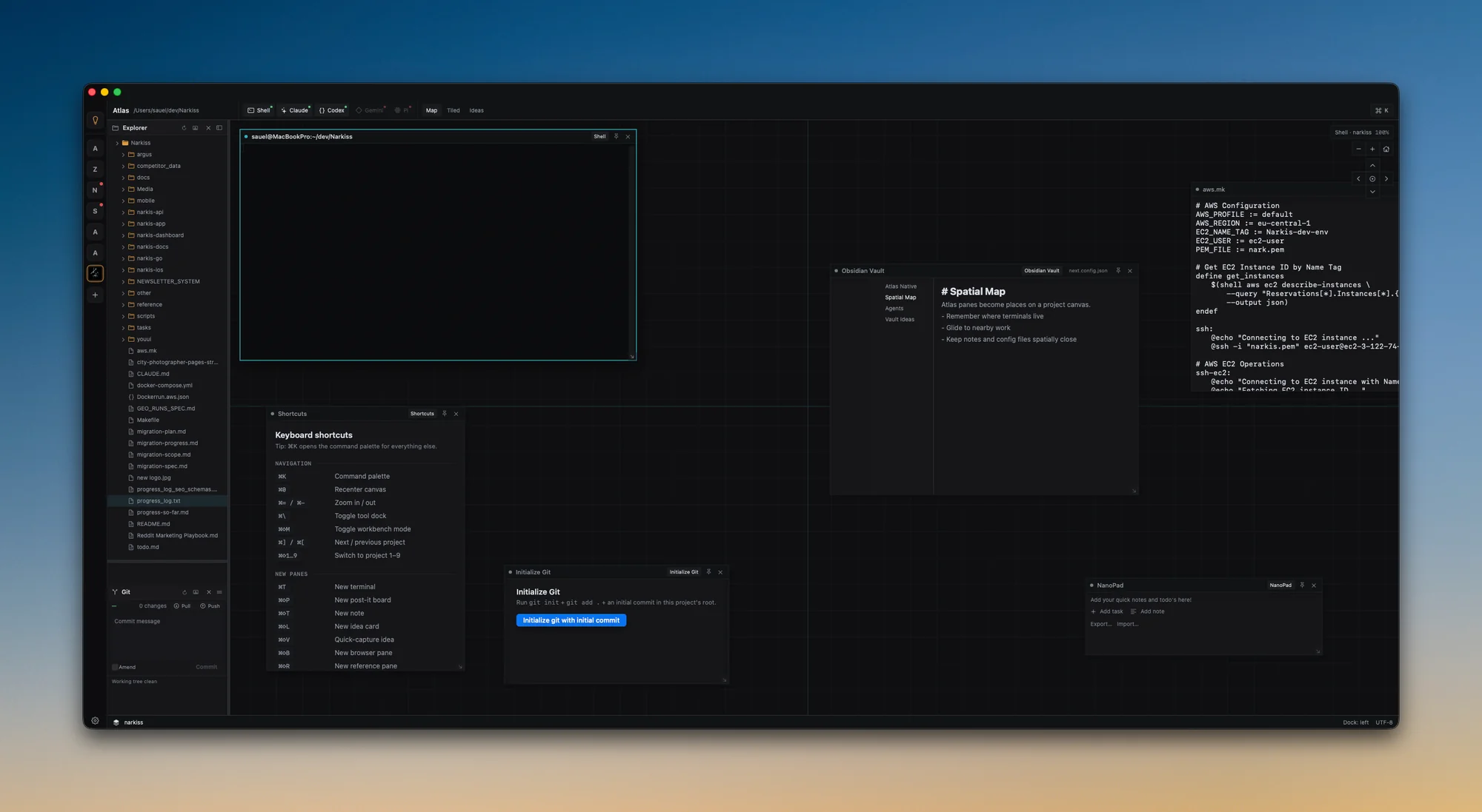 Atlas spatial workspace